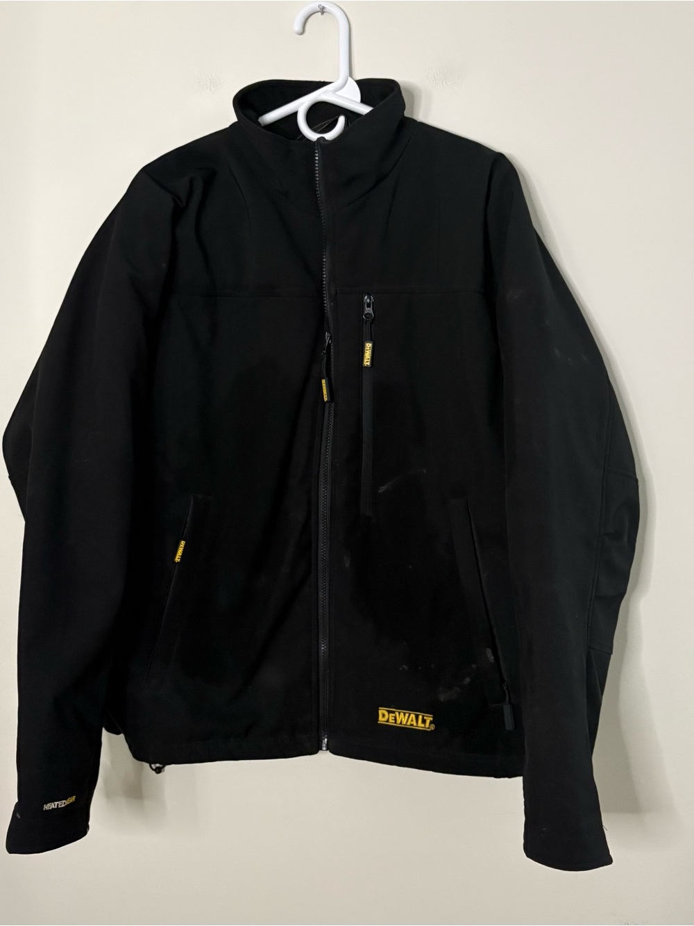 DeWalt Li-Ion Lithium Ion Heated Heavy Jacket Mens L Black No Battery Some Stain